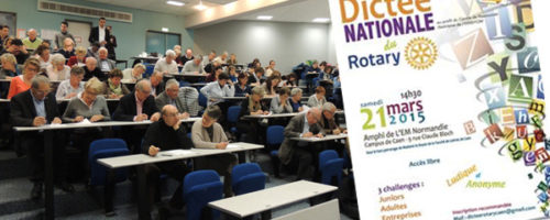 11Le 21 mars 2015, le Rotary-club de Caen (Calvados) a organisé une dictée afin de soutenir le Centre de Ressources Illettrisme de Basse-Normandie dans l’achat de l’expo-quiz® « L’illettrisme, parlons-en ! ».
