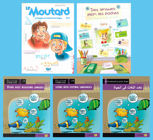 11Vous voulez tout savoir sur les langues ? Outre les expo-quiz® "L'écho de ma langue" et "L'illettrisme, parlons-en !", le Moutard a publié trois livres : Des langues plein les poches, Le français sur le bout de la langue et Vivre avec plusieurs langues.